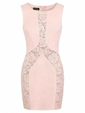 bebe Blush Lace-Panel Sleeveless Sheath Dress
